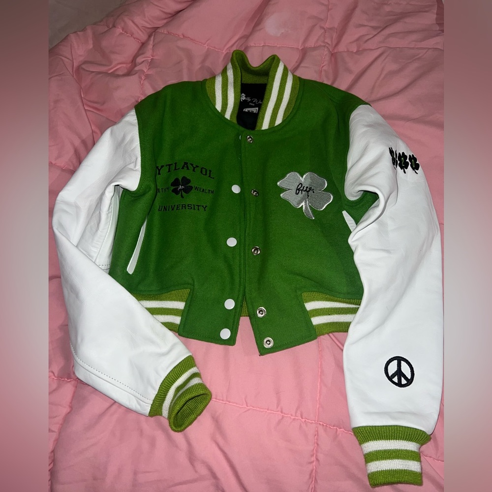 Cropped Green Varsity Jacket Extra Small - image 1